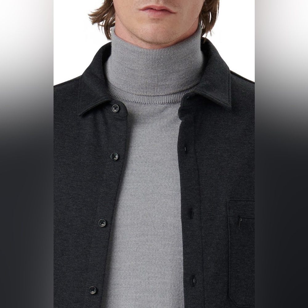 Bugatchi Cotton Blend Button Diwn Shirt Jacket Caviar Charcoal Grey size Large - Picture 4 of 16
